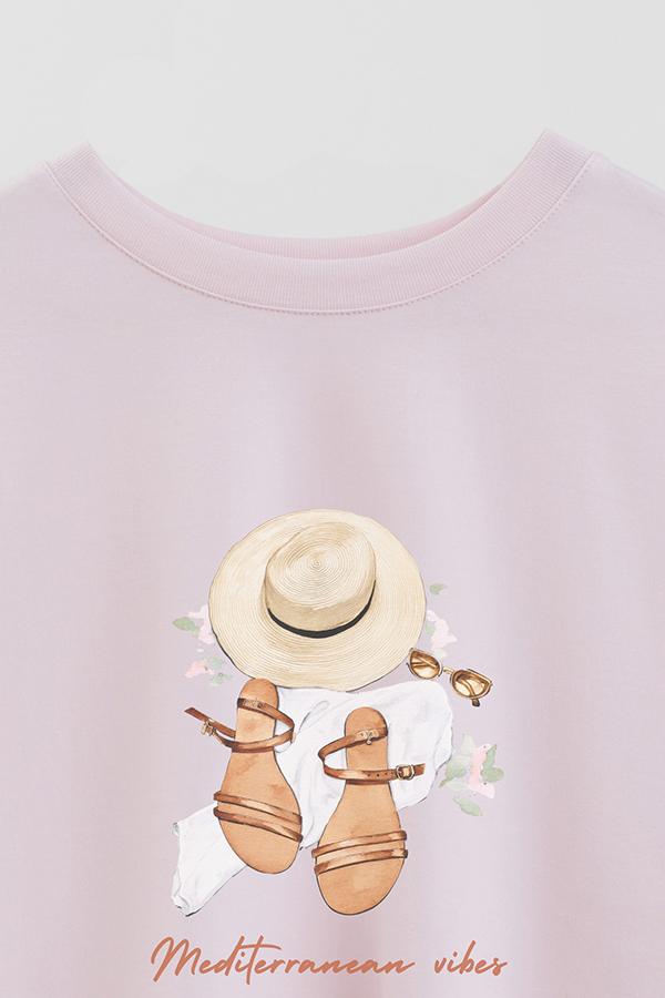 REMERA CROP ESTAMPADA COASTAL MEDITERRANEAN VIBES