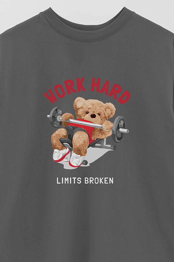 REMERA OVER ESTAMPADA UNISEX WORK HARD
