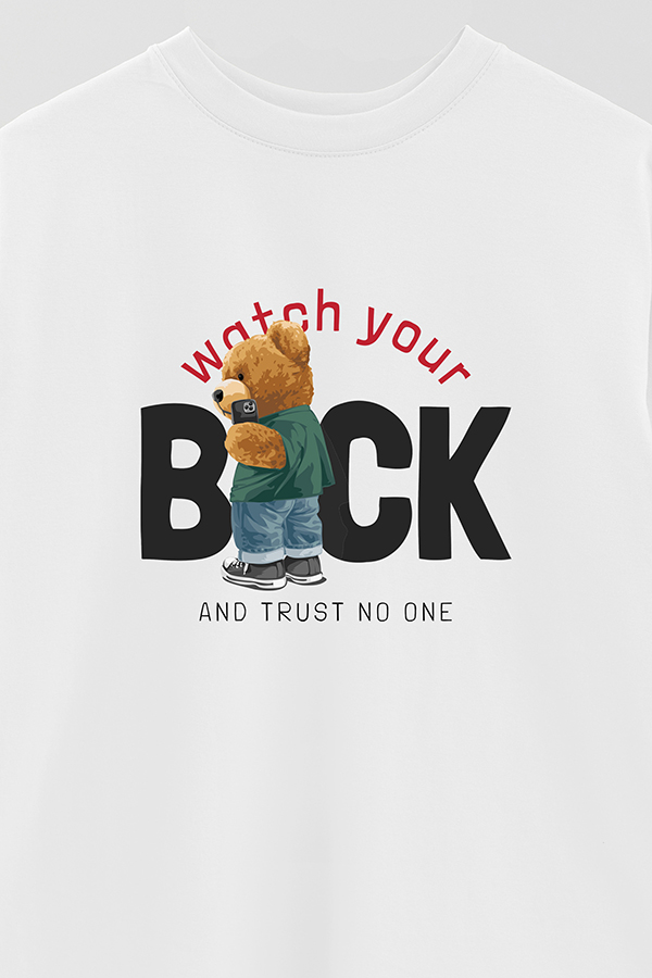 REMERA OVER ESTAMPADA UNISEX WATCH YOUR BACK