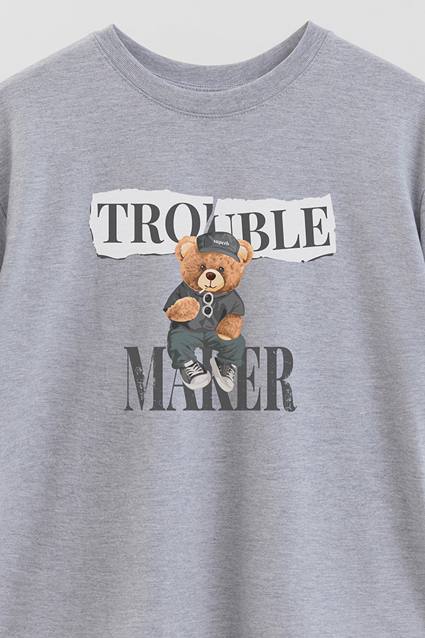 REMERA OVER ESTAMPADA UNISEX TROUBLE MAKER