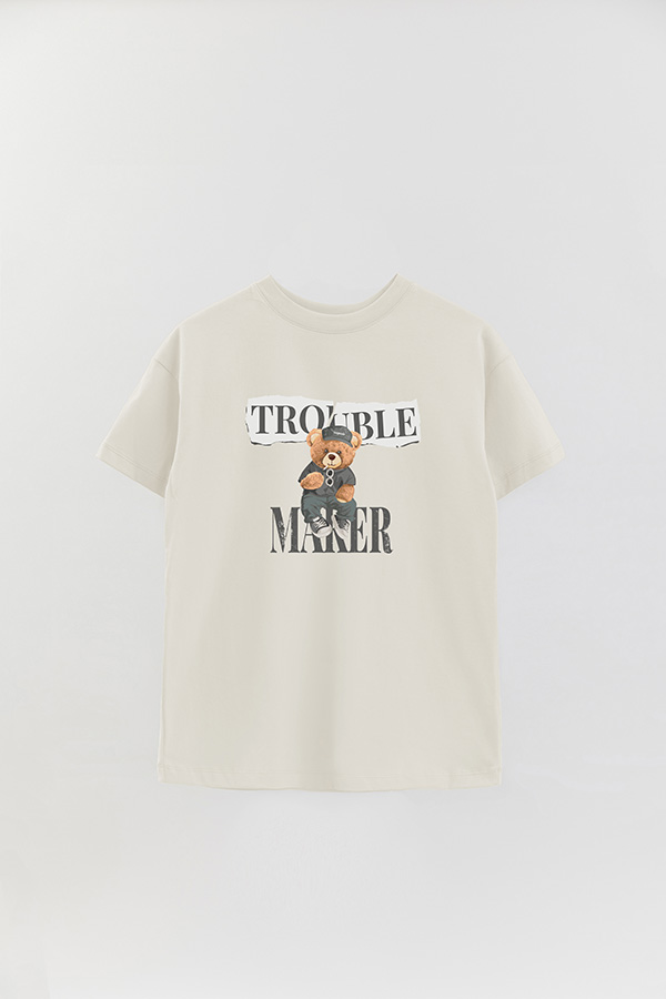 REMERA OVER ESTAMPADA UNISEX TROUBLE MAKER