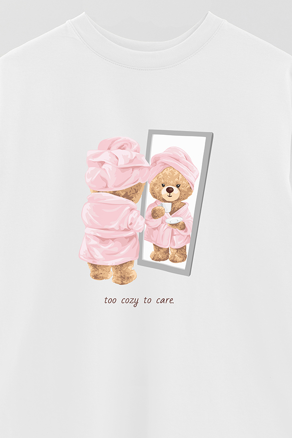 REMERA OVER ESTAMPADA UNISEX TOO COZY TO CARE