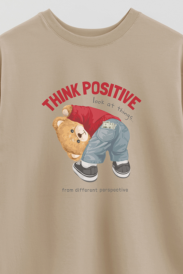 REMERA OVER ESTAMPADA UNISEX THINK POSITIVE