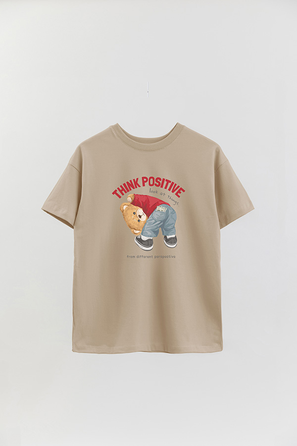 REMERA OVER ESTAMPADA UNISEX THINK POSITIVE