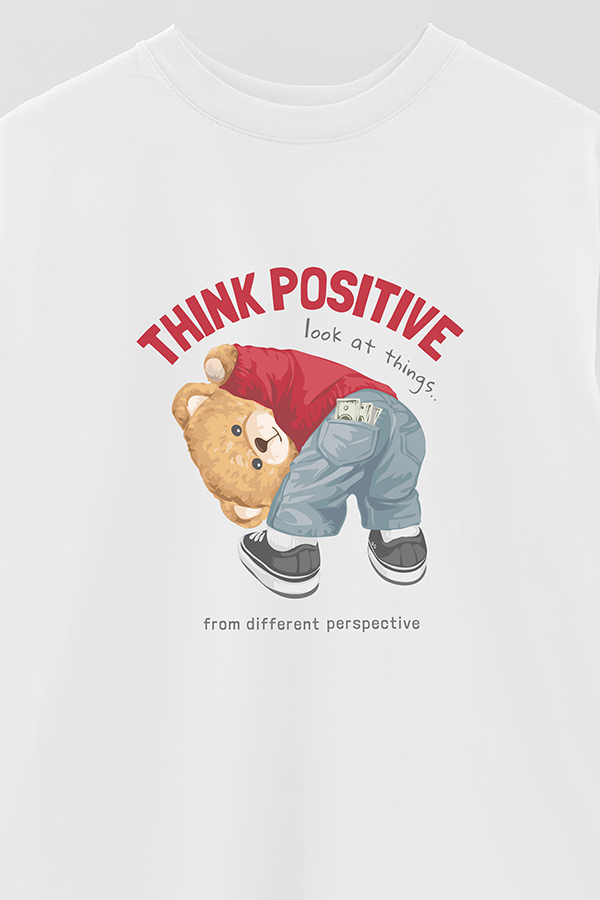 REMERA OVER ESTAMPADA UNISEX THINK POSITIVE