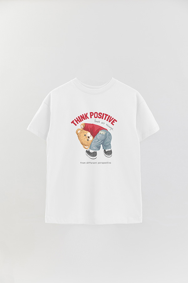 REMERA OVER ESTAMPADA UNISEX THINK POSITIVE