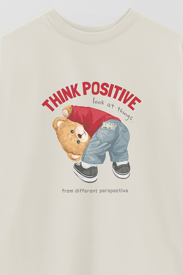 REMERA OVER ESTAMPADA UNISEX THINK POSITIVE