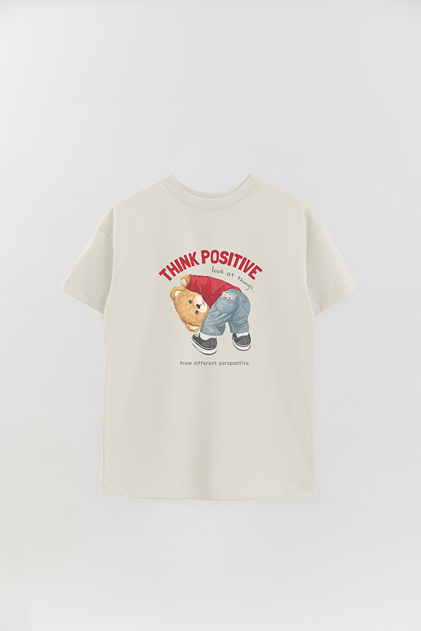 REMERA OVER ESTAMPADA UNISEX THINK POSITIVE