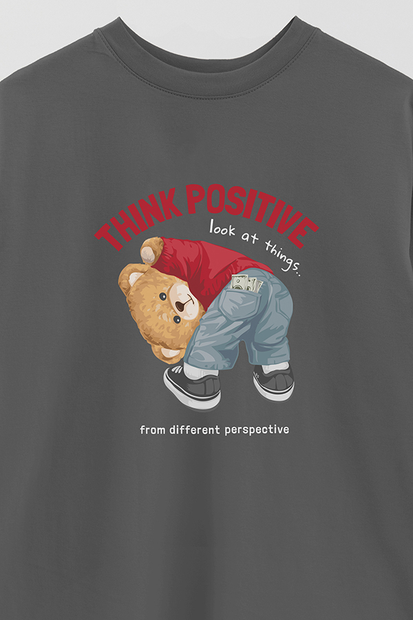 REMERA OVER ESTAMPADA UNISEX THINK POSITIVE