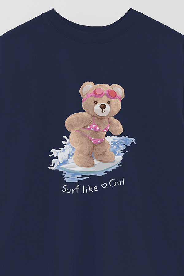 REMERA OVER ESTAMPADA UNISEX SURF LIKE A GIRL