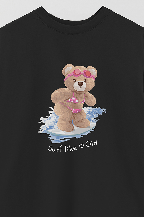 REMERA OVER ESTAMPADA UNISEX SURF LIKE A GIRL