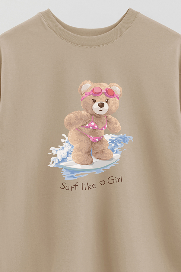 REMERA OVER ESTAMPADA UNISEX SURF LIKE A GIRL