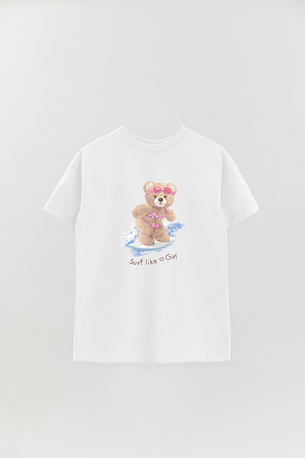 REMERA OVER ESTAMPADA UNISEX SURF LIKE A GIRL