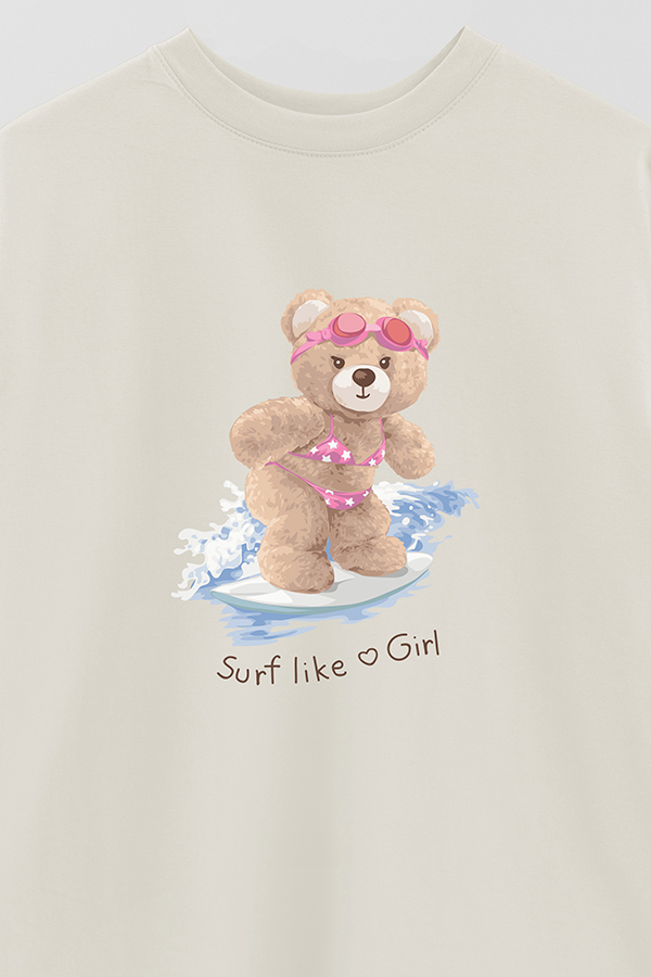REMERA OVER ESTAMPADA UNISEX SURF LIKE A GIRL