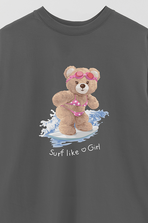 REMERA OVER ESTAMPADA UNISEX SURF LIKE A GIRL