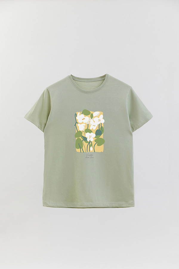 REMERA BASICA ESTAMPADA GARDEN VIOLETS