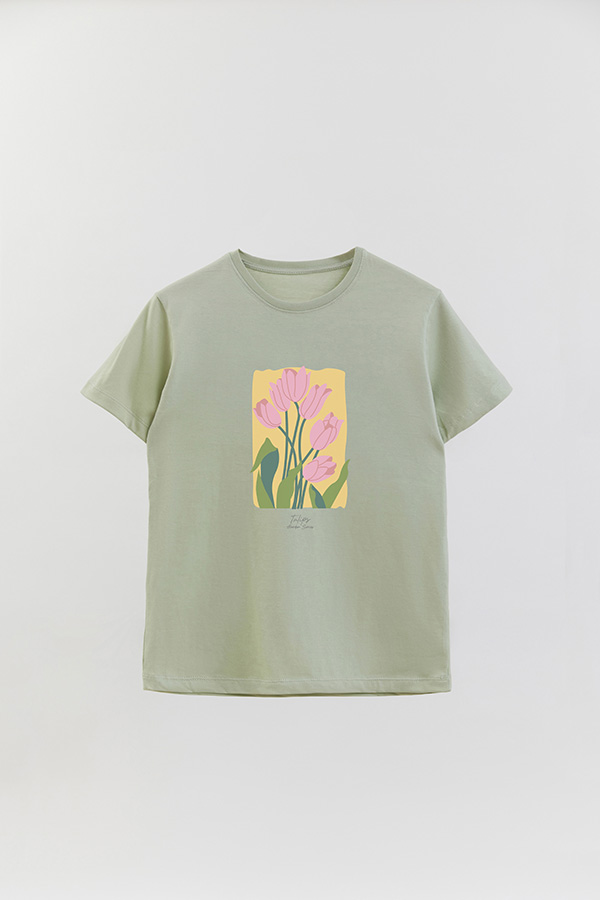 REMERA BASICA ESTAMPADA GARDEN TULIPS