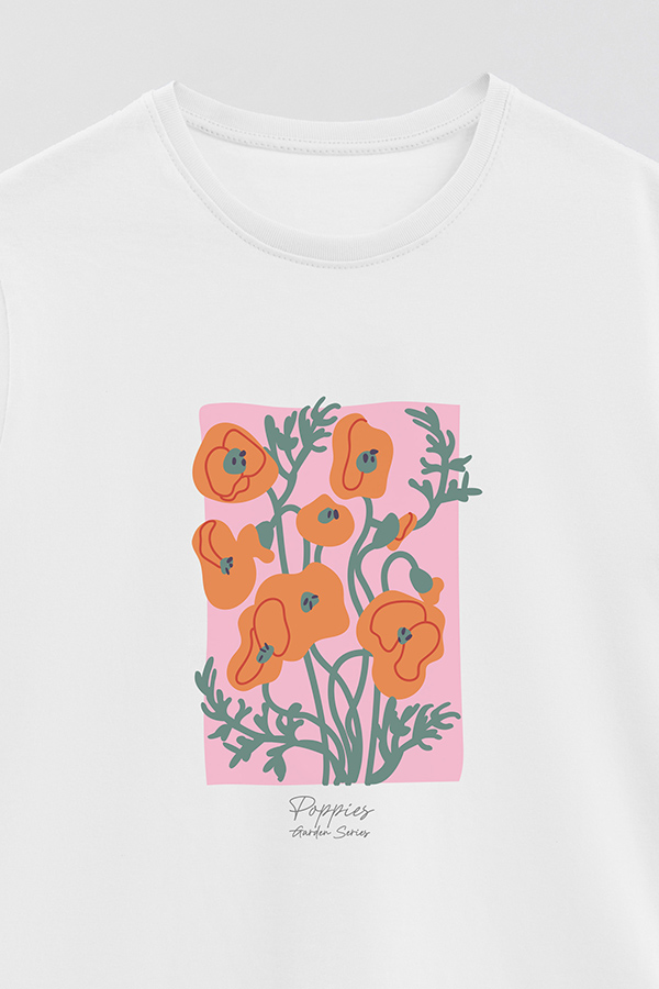 REMERA BASICA ESTAMPADA GARDEN POPPIES
