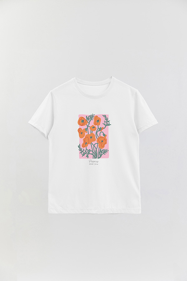 REMERA BASICA ESTAMPADA GARDEN POPPIES