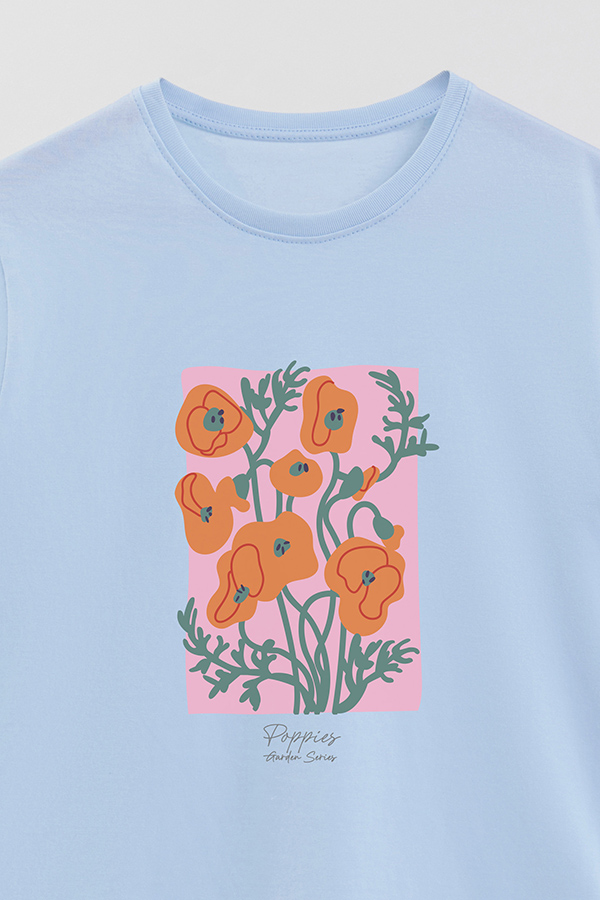 REMERA BASICA ESTAMPADA GARDEN POPPIES