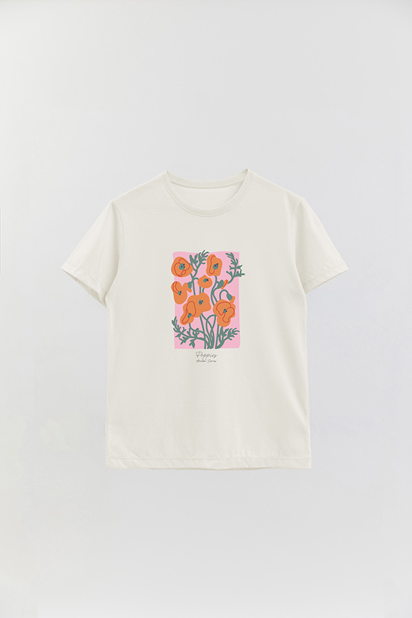 REMERA BASICA ESTAMPADA GARDEN POPPIES