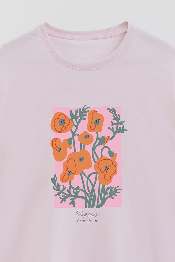 REMERA BASICA ESTAMPADA GARDEN POPPIES