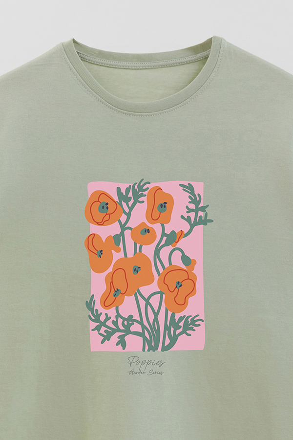 REMERA BASICA ESTAMPADA GARDEN POPPIES