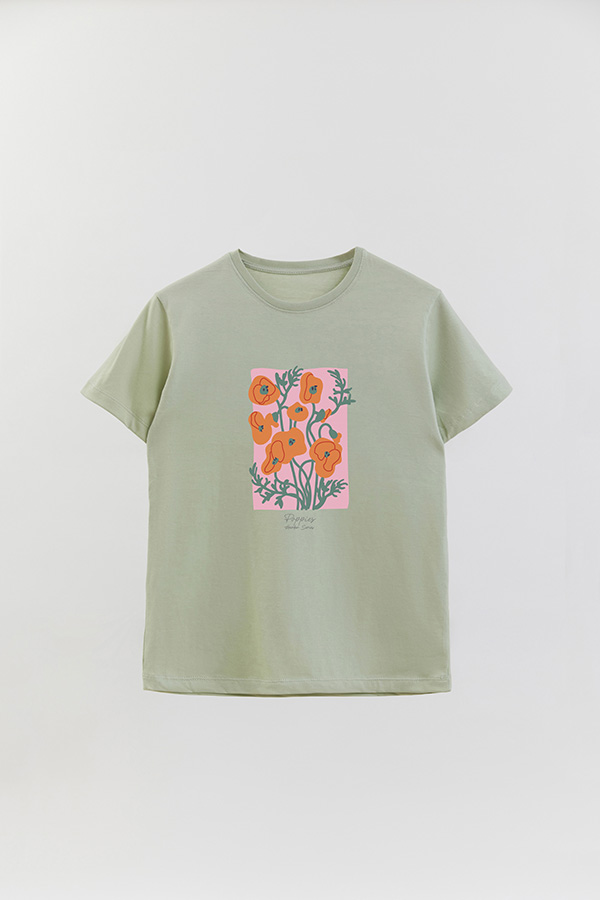 REMERA BASICA ESTAMPADA GARDEN POPPIES