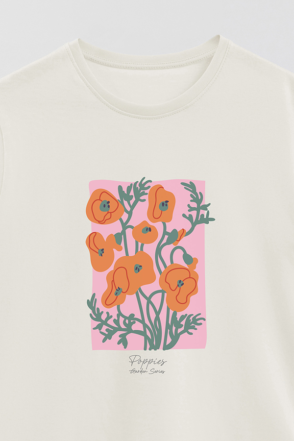 REMERA BASICA ESTAMPADA GARDEN POPPIES