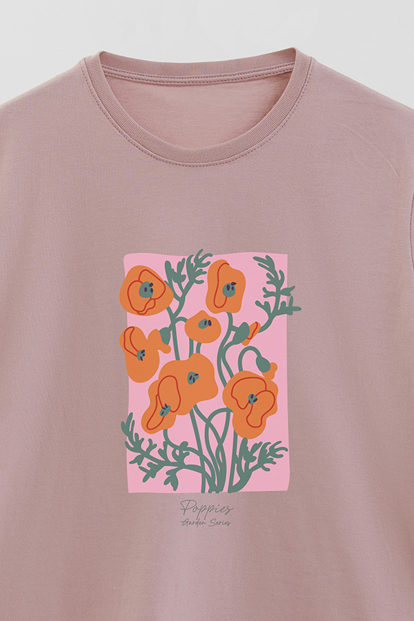 REMERA BASICA ESTAMPADA GARDEN POPPIES