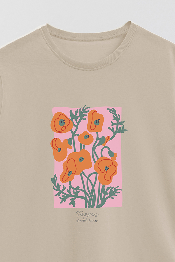 REMERA BASICA ESTAMPADA GARDEN POPPIES