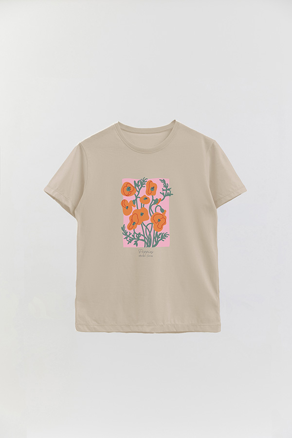 REMERA BASICA ESTAMPADA GARDEN POPPIES