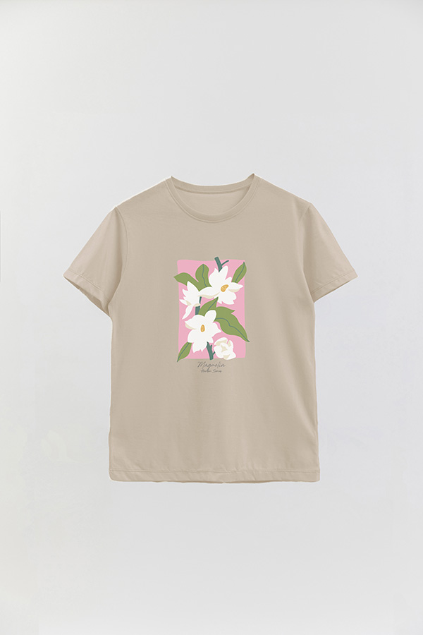REMERA BASICA ESTAMPADA GARDEN MAGNOLIA