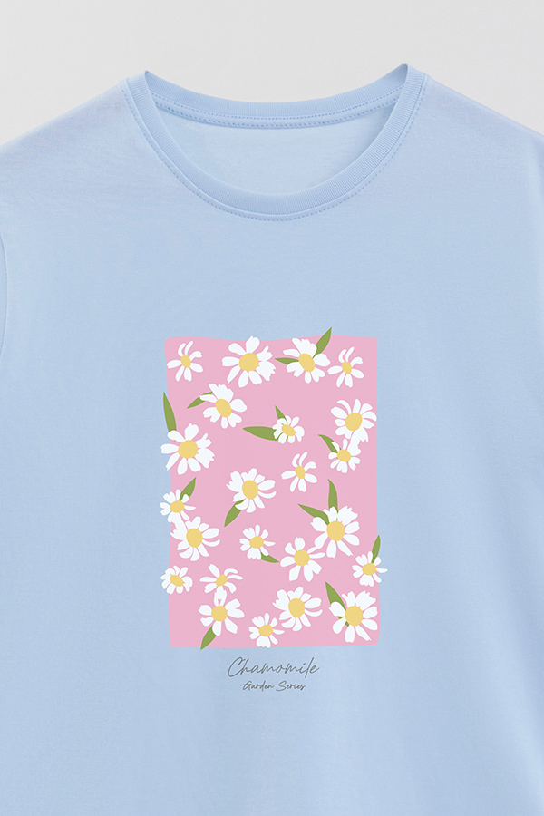 REMERA BASICA ESTAMPADA GARDEN CHAMOMILE PINK