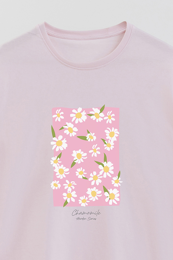 REMERA BASICA ESTAMPADA GARDEN CHAMOMILE PINK