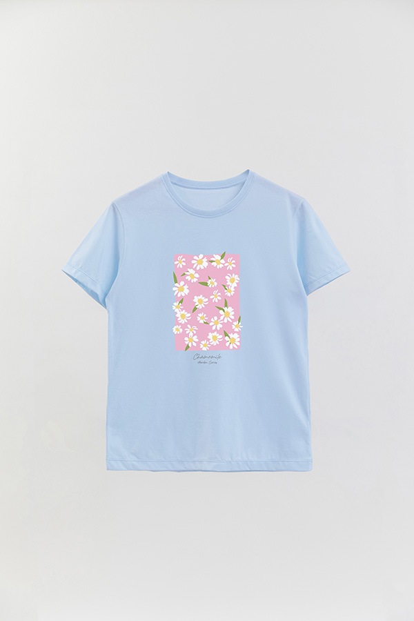 REMERA BASICA ESTAMPADA GARDEN CHAMOMILE PINK