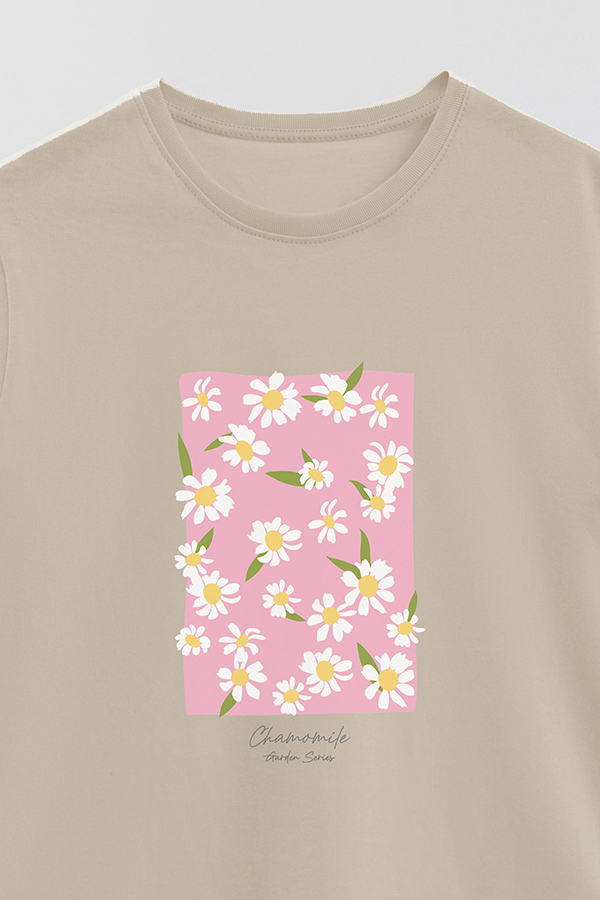 REMERA BASICA ESTAMPADA GARDEN CHAMOMILE PINK