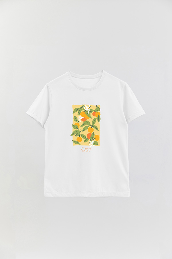 REMERA BASICA ESTAMPADA FRUITS TANGERINE