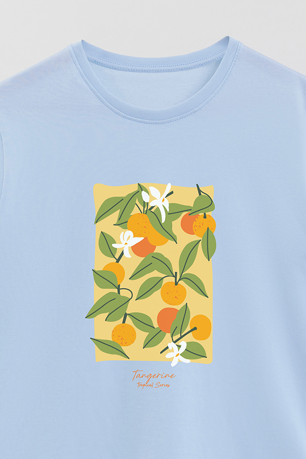 REMERA BASICA ESTAMPADA FRUITS TANGERINE