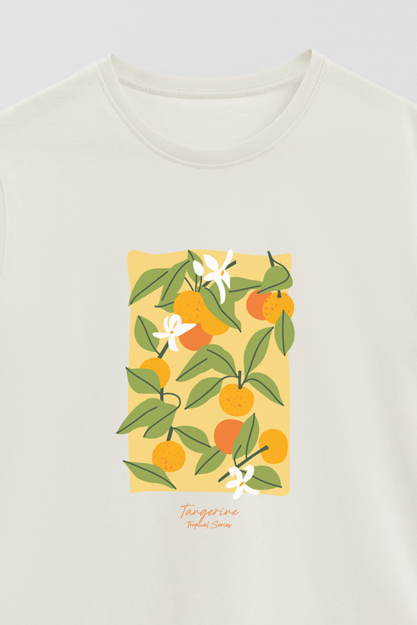 REMERA BASICA ESTAMPADA FRUITS TANGERINE
