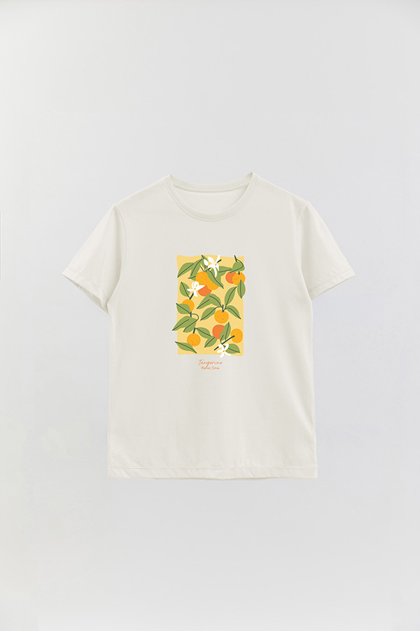 REMERA BASICA ESTAMPADA FRUITS TANGERINE