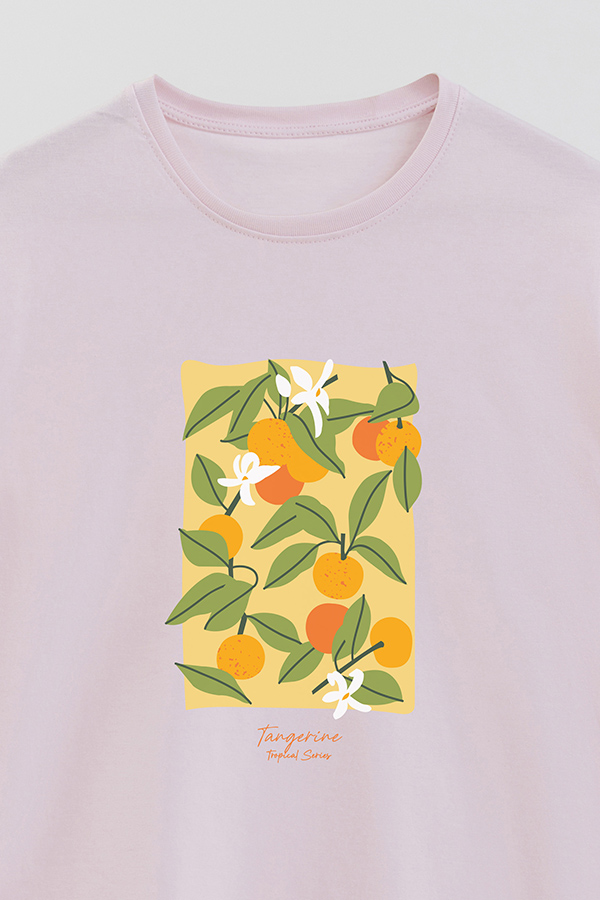 REMERA BASICA ESTAMPADA FRUITS TANGERINE
