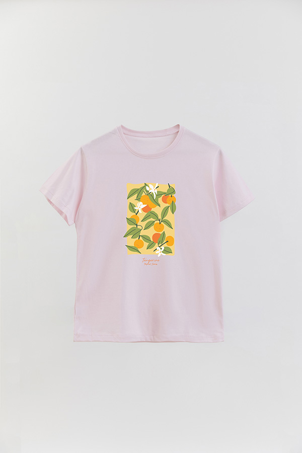 REMERA BASICA ESTAMPADA FRUITS TANGERINE