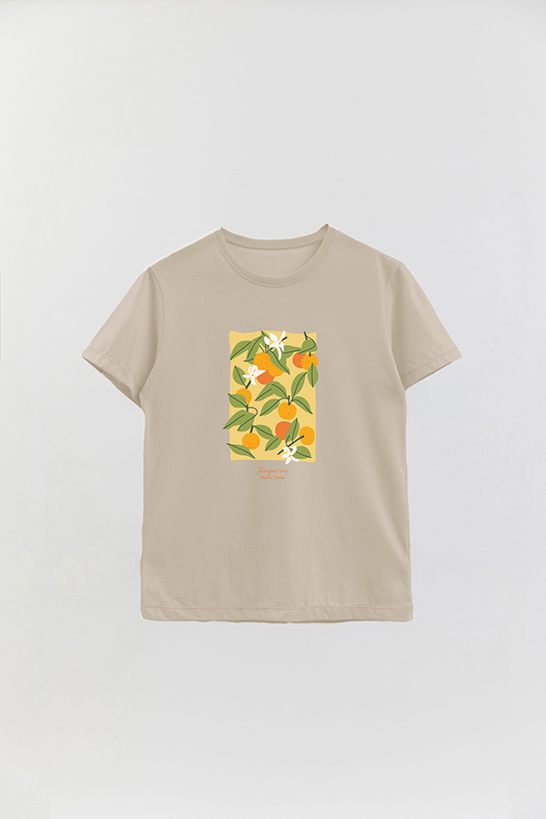 REMERA BASICA ESTAMPADA FRUITS TANGERINE