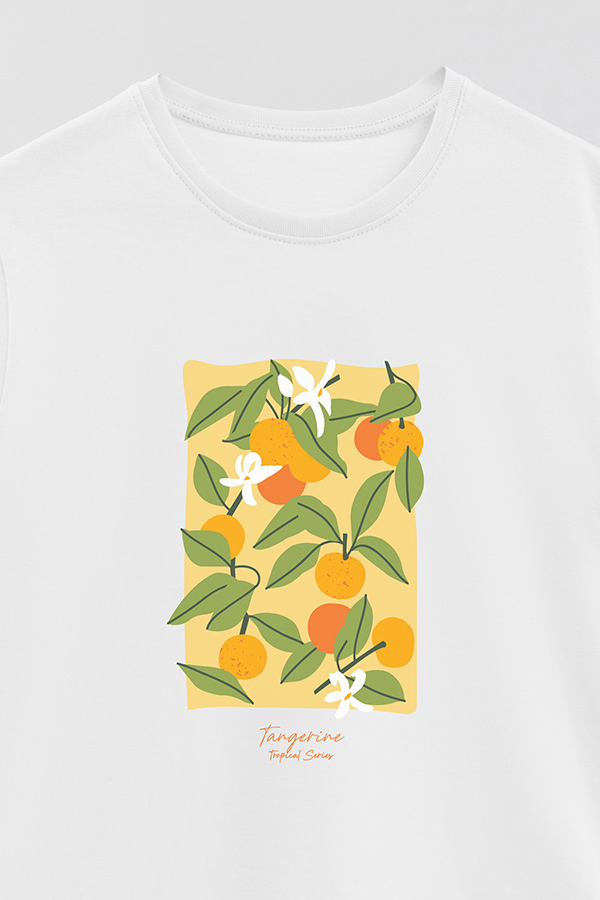 REMERA BASICA ESTAMPADA FRUITS TANGERINE