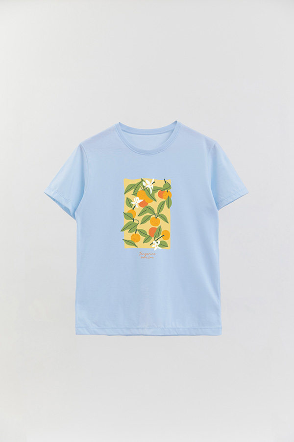 REMERA BASICA ESTAMPADA FRUITS TANGERINE