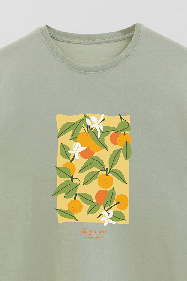 REMERA BASICA ESTAMPADA FRUITS TANGERINE