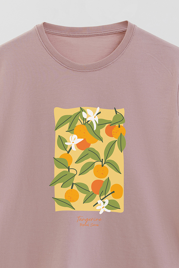 REMERA BASICA ESTAMPADA FRUITS TANGERINE