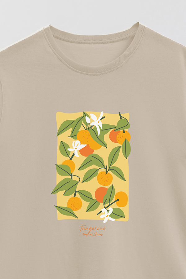 REMERA BASICA ESTAMPADA FRUITS TANGERINE