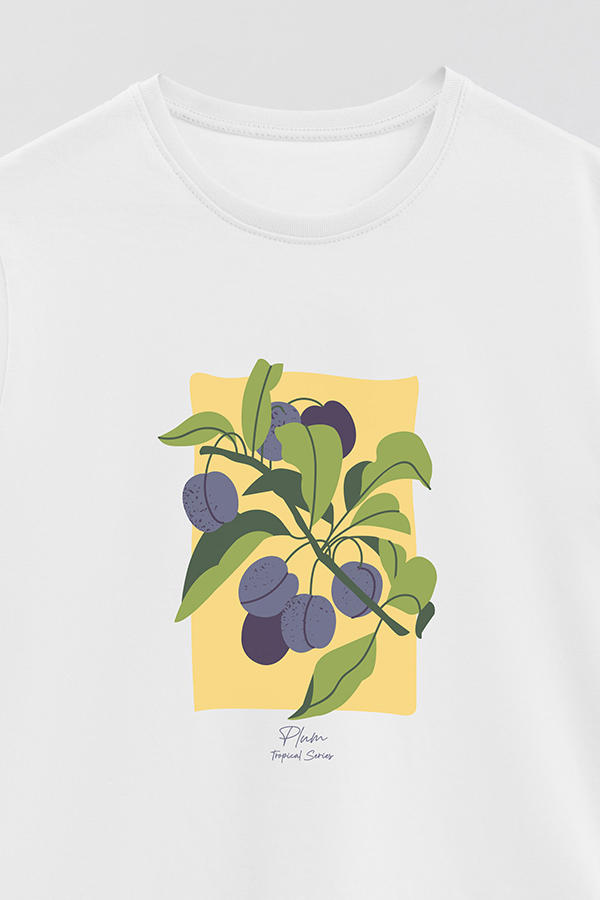 REMERA BASICA ESTAMPADA FRUITS PLUM